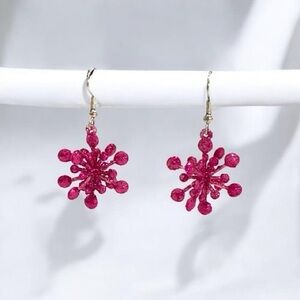 Pink Glitter Burst Drop Earrings